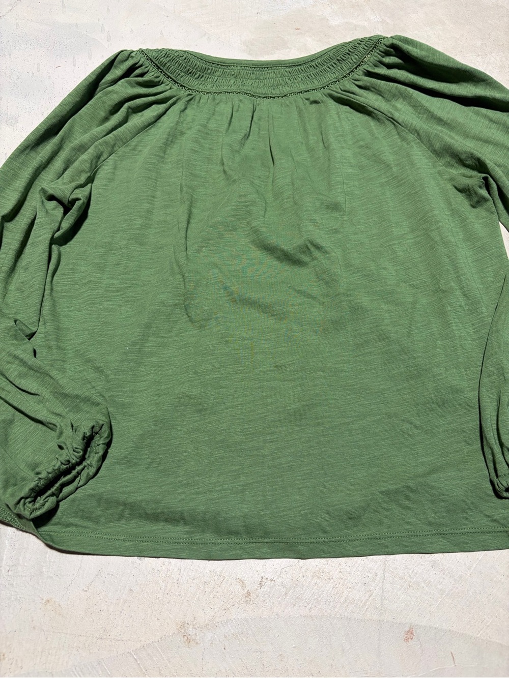 Boden Georgia smocked jersey top Women’s Green Peasant Blouse 4 - Picture 7 of 9